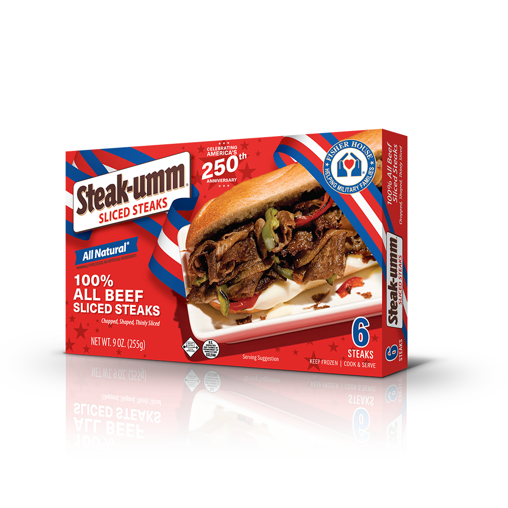 Steak-umm 100% All Beef Sliced Steaks Commemorative America 250 Packaging